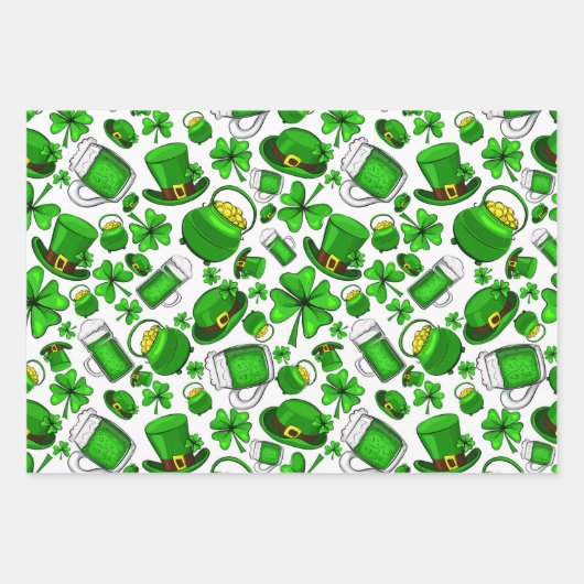 St.Patrick's Day Wrapping Paper Set von 3 Geschenkpapier Set (Vorderseite)