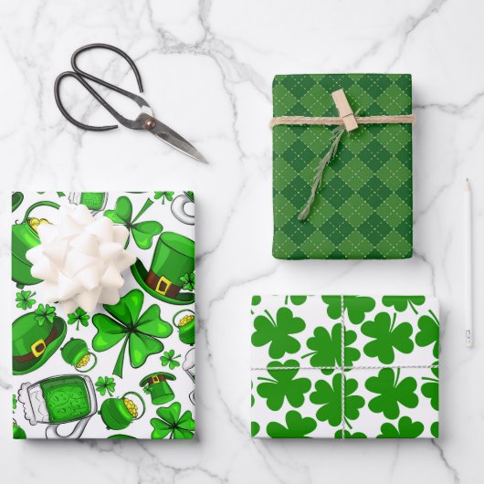 St.Patrick's Day Wrapping Paper Set von 3 Geschenkpapier Set (Vorderseite)