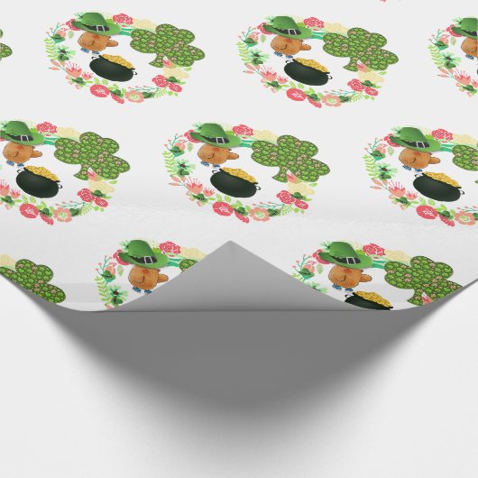 St. Patrick's Day Wrapping Paper Teddy Bear Geschenkpapier (Ecke)