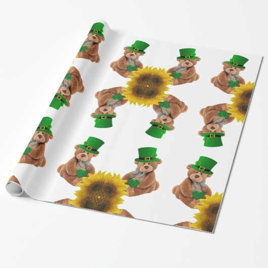 St. Patrick's Day Wrapping Paper Teddy Bear Geschenkpapier (Ungerollt)
