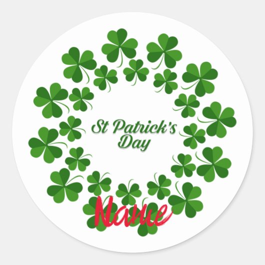 St Patrick's Day Wreath Thunder_Cove Runder Aufkleber (Vorderseite)