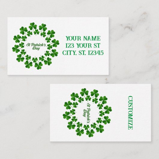 St Patrick's Day Wreath Thunder_Cove Visitenkarte (Vorne/Hinten)