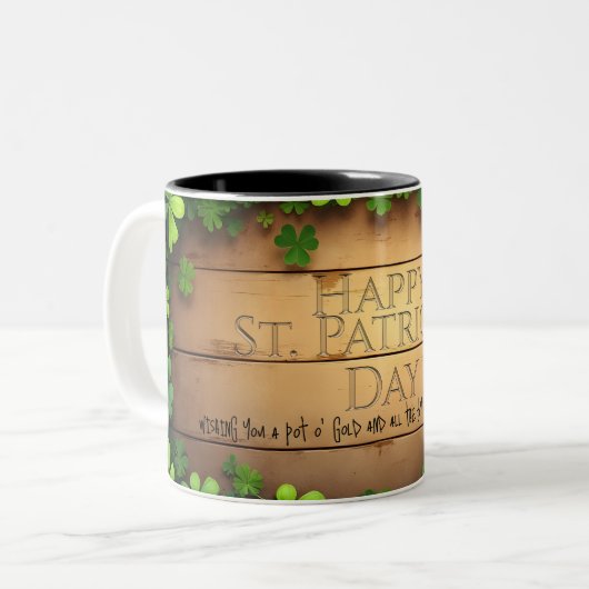 St. Patrick's Day wünscht 🍀 Zweifarbige Tasse (Vorderseite Links)