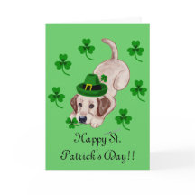 St. Patrick's Day Yellow Labrador Puppy in Green