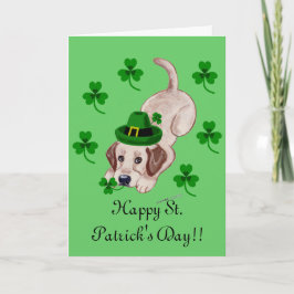 St. Patrick's Day Yellow Labrador Puppy in Green Karte
