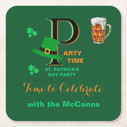 St. Patricks Day Zeit zum Feiern Rechteckiger Pappuntersetzer (Vorderseite)