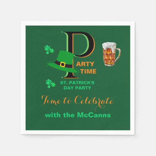 St. Patrick's Day - Zeit zum Feiern Serviette (Vorderseite)