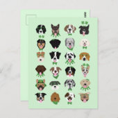 St Patricks Dog Face Pattern Postkarte (Vorne/Hinten)