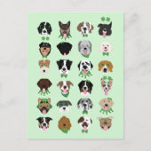 St Patricks Dog Face Pattern Postkarte (Vorderseite)
