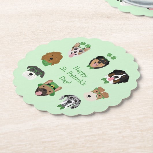 St Patricks Dog Face Pattern Untersetzer (angewinkelt)