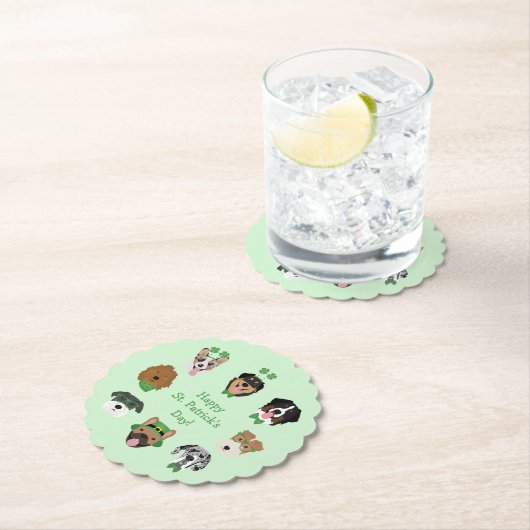 St Patricks Dog Face Pattern Untersetzer (Vor Ort)