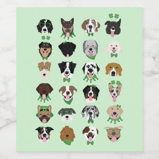 St Patricks Dog Face Pattern Weinetikett (Einzelnes Label)