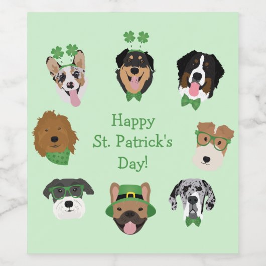 St Patricks Dog Face Pattern Weinetikett (Einzelnes Label)