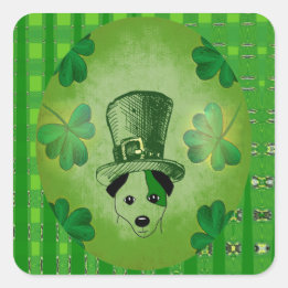 St. Patrick's Dog mit Kleeblättern, die Sticker Ze