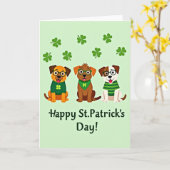 St Patricks Dogs Spaß Tag Karte (Gelbe Blume)