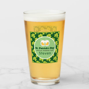 St. Patrick's Drinking Team Clover Pattern Glas