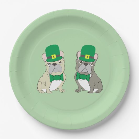 St. Patricks French Bulldogs Pappteller (Vorderseite)