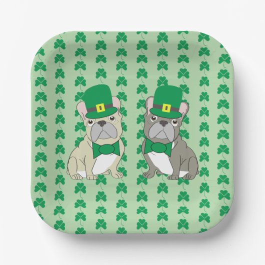 St. Patricks French Bulldogs Pappteller (Vorderseite)