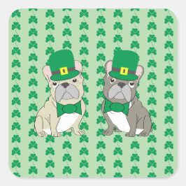 St. Patricks French Bulldogs Quadratischer Aufkleber