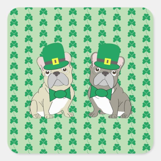 St. Patricks French Bulldogs Quadratischer Aufkleber (Vorderseite)