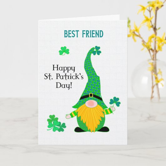 St Patrick's Fun Leprechaun Gnome Card Karte (Gelbe Blume)
