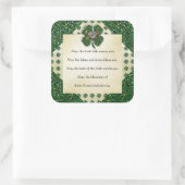 St. Patrick's Funkelnd Kleeblatt/Herzirisch Quadratischer Aufkleber (Tasche)