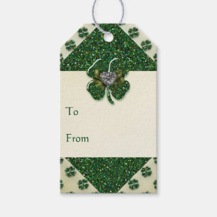 St. Patricks Funkelnd Kleeblatt mit Herz Geschenkanhänger