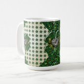 St. Patricks Funkelnd Kleeblatt mit Herz Kaffeetasse (Vorderseite Links)