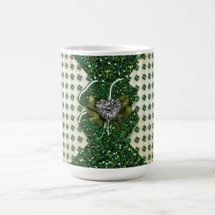 St. Patricks Funkelnd Kleeblatt mit Herz Kaffeetasse