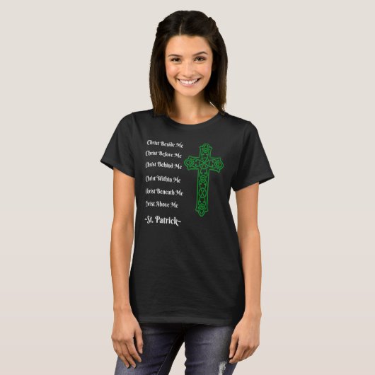 St. Patrick's Gebet Irish Green Christlich Cross t T-Shirt (Vorne ganz)