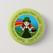 St. Patricks Geburtstagsmädchen Danke Button (Vorderseite)
