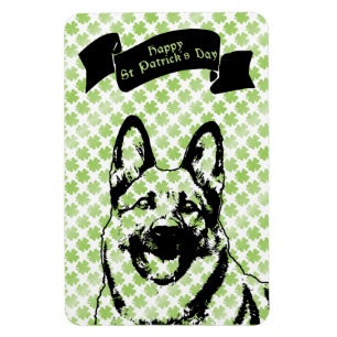 St Patricks German Shepherd Silhouette Magnet