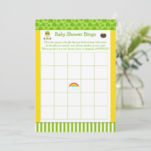 St Patricks Girl Baby Dusche Party Bingo Einladung (Stehend Vorderseite)
