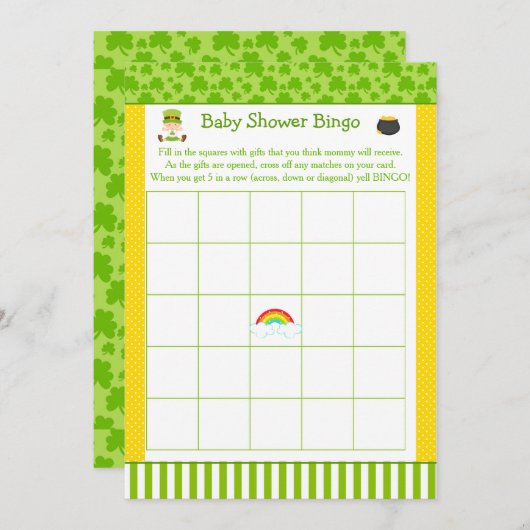 St Patricks Girl Baby Dusche Party Bingo Einladung (Vorne/Hinten)
