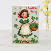 St Patricks Girl Glitter Texture Card Karte (Gelbe Blume)