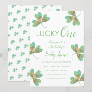 St. Patricks Glück zum 1. Geburtstag Shamrocks Einladung