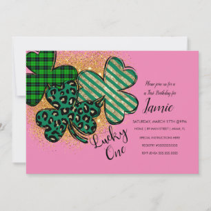 St. Patricks Glücklicher 1. Geburtstag Pink Grün Einladung
