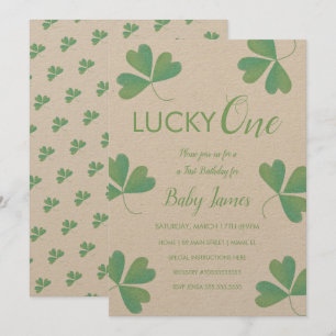 St. Patricks Glücklicher 1. Geburtstag Shamrock Te Einladung