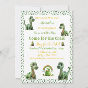 St Patricks Glücklicher-Einser-Dinosaurier-Einladu Einladung
