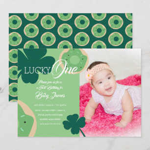St. Patricks Glücklicher erster Geburtstag Donut F Einladung