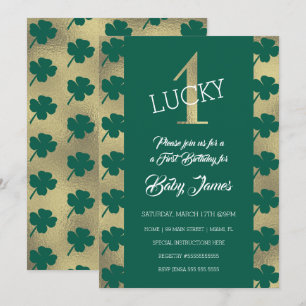 St. Patricks Glücklicher Erster Geburtstag Grüner  Einladung