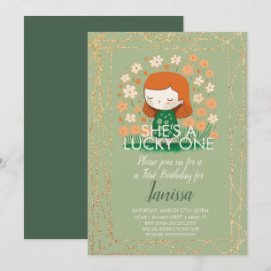 St. Patricks Glücks-Geburtstagsmädchen Kleeblatt G Einladung