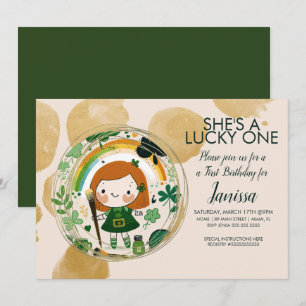 St. Patricks Glücks-Geburtstagsmädchen Shamrock-Kü Einladung