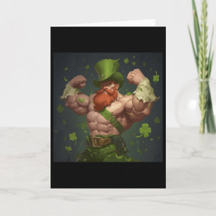 St Patricks Gnom Bodybuilder Pose Swole Muskel Lep Karte