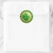 St Patrick's Gold Clover Coin Runder Aufkleber (Tasche)