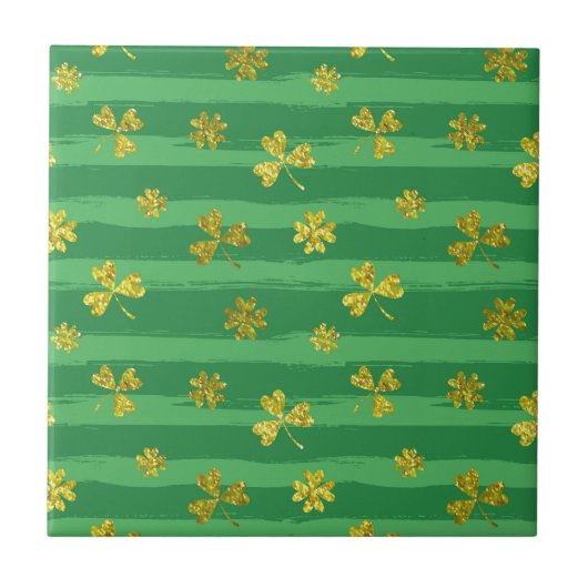 St Patricks goldene Kleeblätter Fliese (Vorderseite)