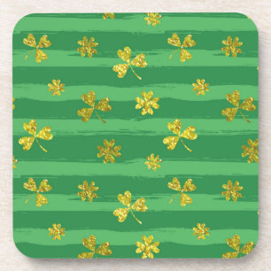 St Patricks goldene Kleeblätter Getränkeuntersetzer