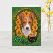 St. Patricks - Goldschatz - Basenji Karte (Gelbe Blume)