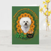St. Patricks - Goldschatz - Bichon Frise Karte (Gelbe Blume)