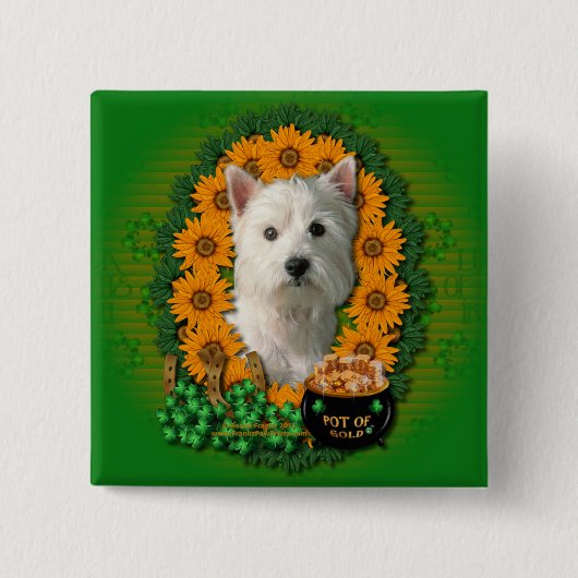 St. Patricks - Goldschatz - Westhochland Terrier Button (Vorderseite)
